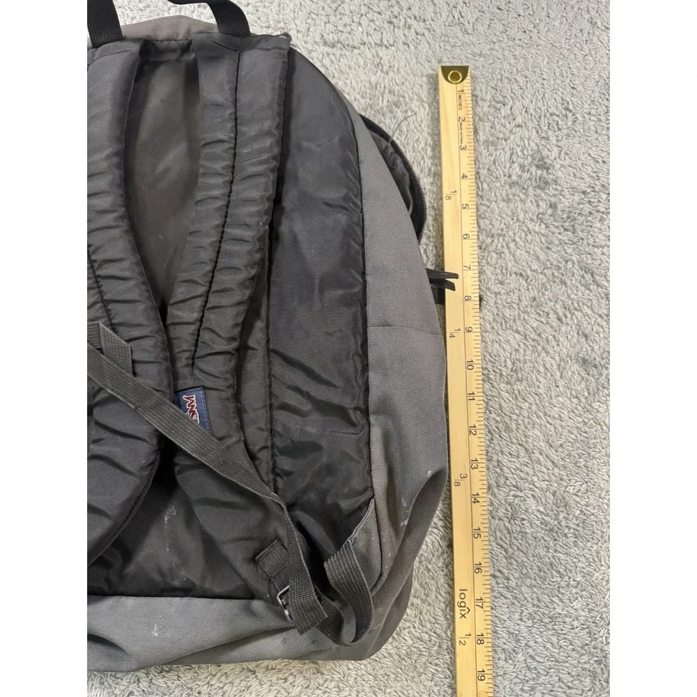 JanSport Unisex TDN7 Big Student Backpack Large Black Gray Canvas Multi Pocket